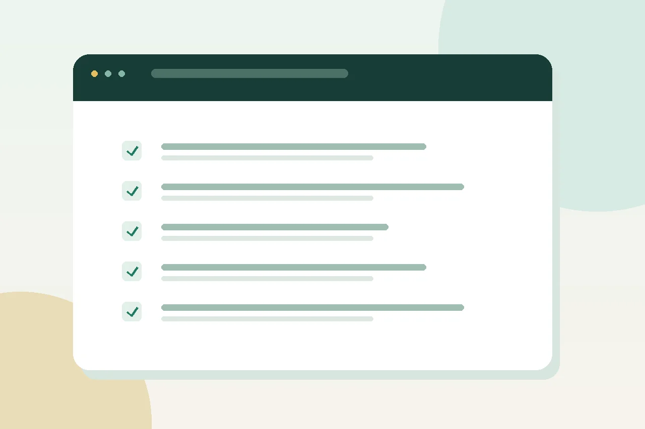 Original illustration of a document checklist with completed fields