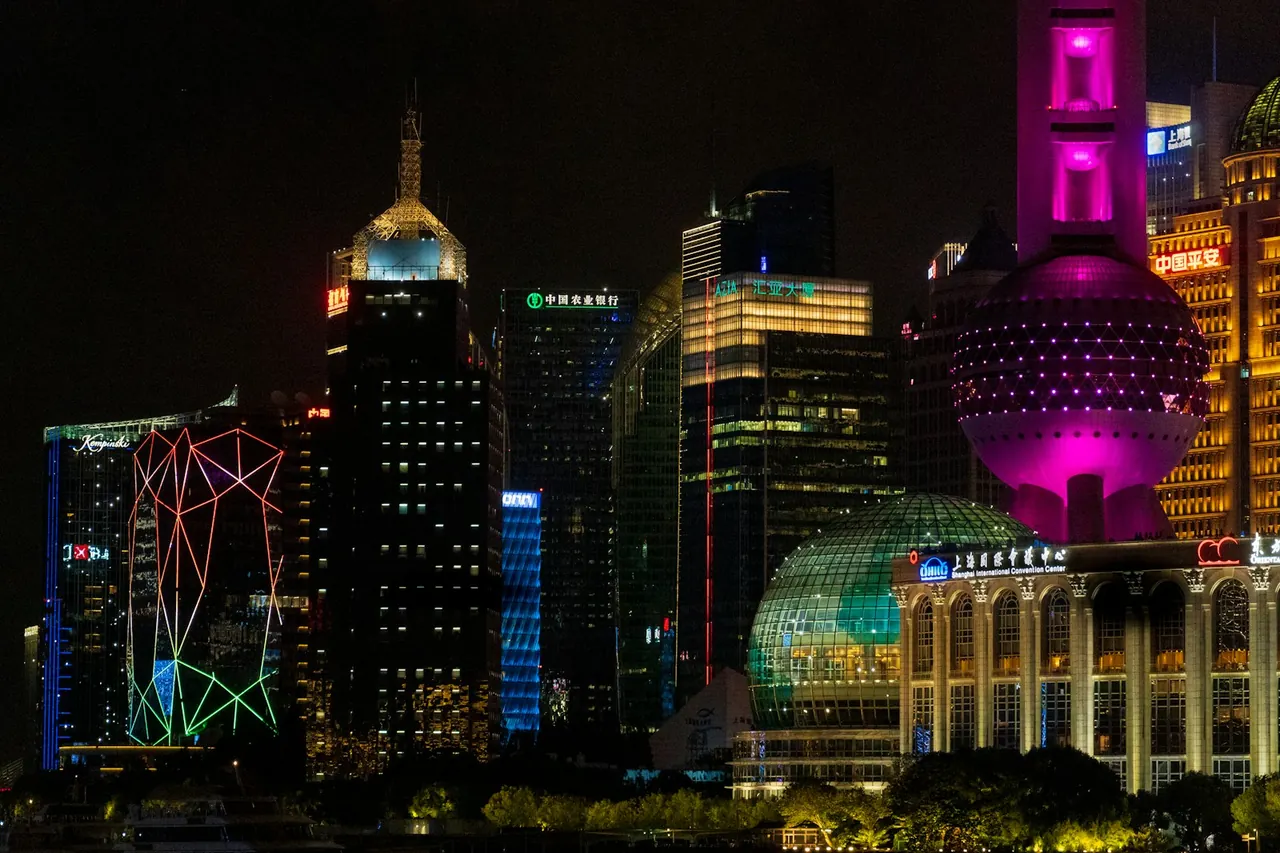 Shanghai skyline illuminated at night