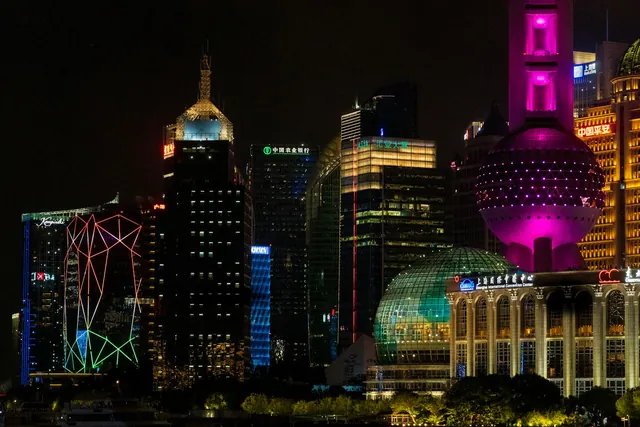 Shanghai skyline illuminated at night