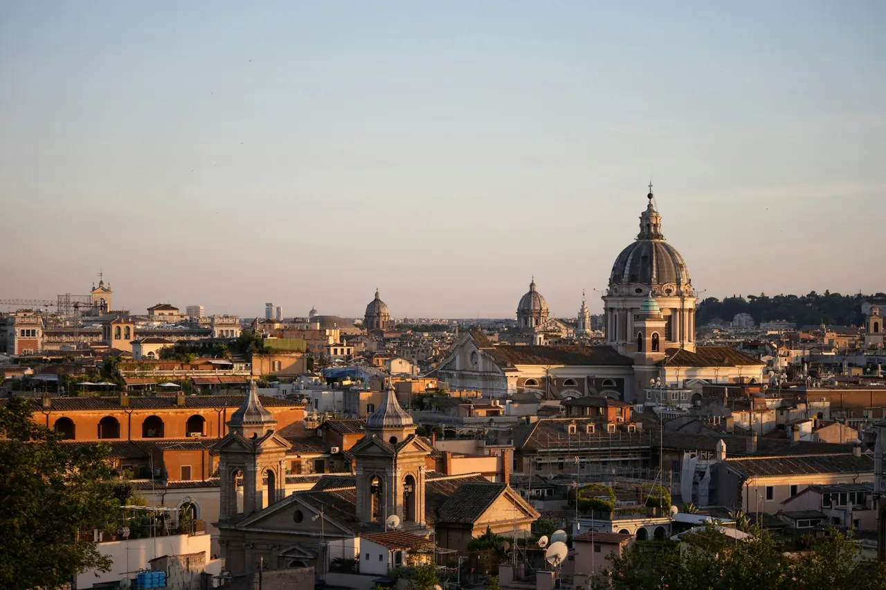 Historic rooftops and domes in Rome