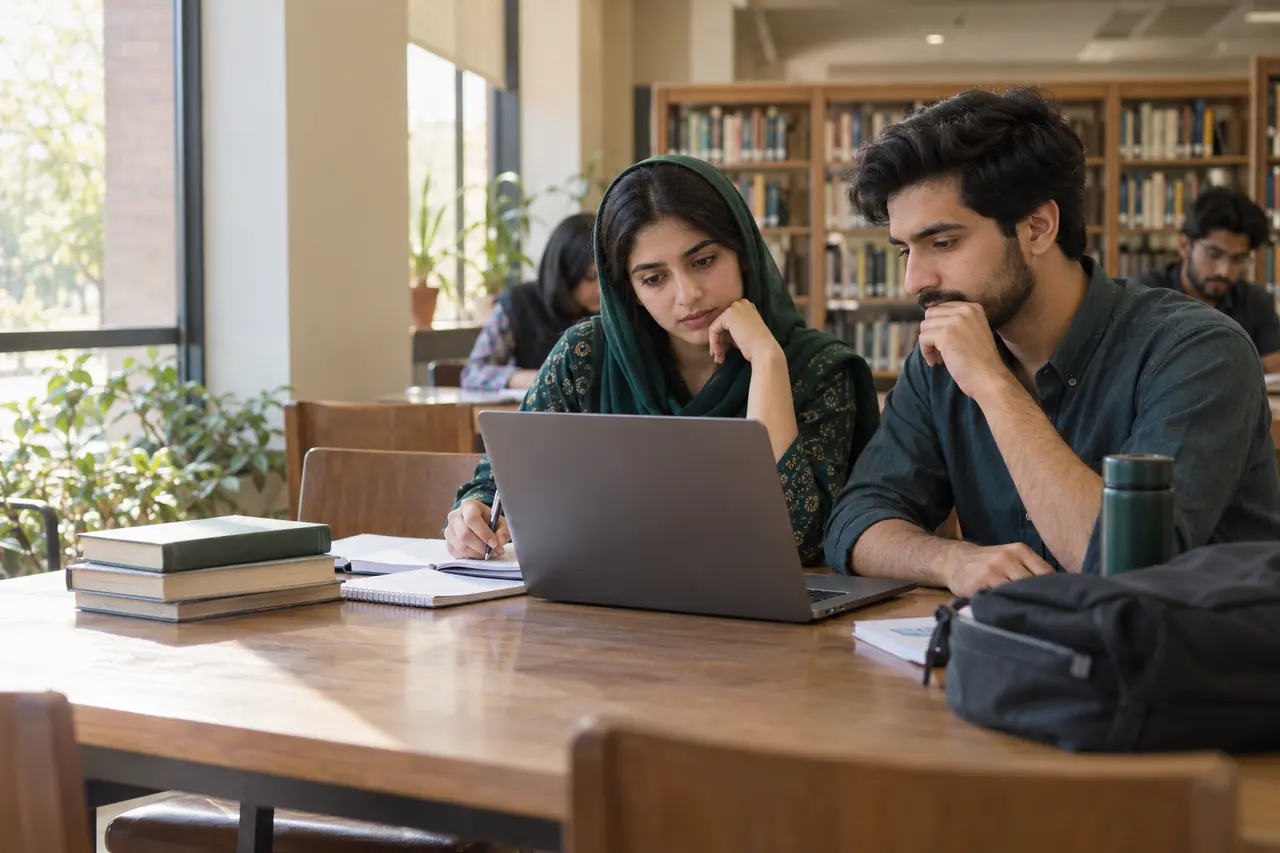 Pakistani students researching international scholarship opportunities