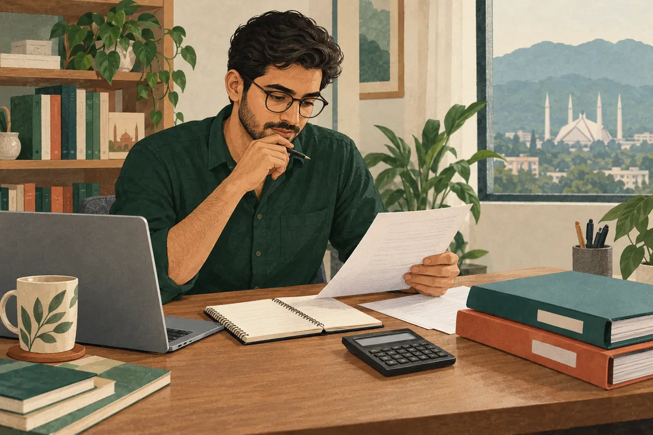 Illustration of a professional comparing MBA tuition support, a budget and remaining costs