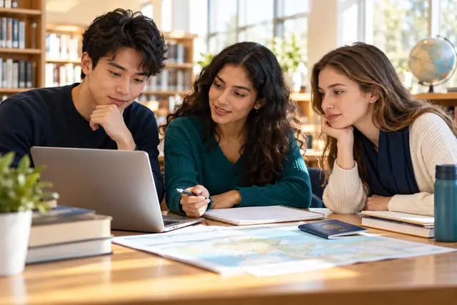 Students comparing study plans